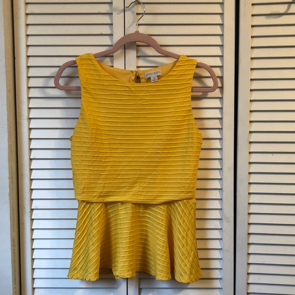 Bisou Bisou Tops - Marigold Yellow Peplum Top, size small